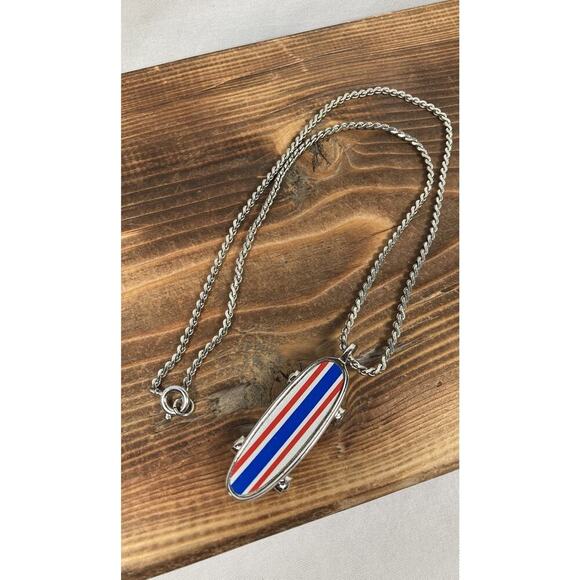 Vintage 1979 Avon Silver Skateboard Pendant Chain Necklace 16.5” - Picture 1 of 10